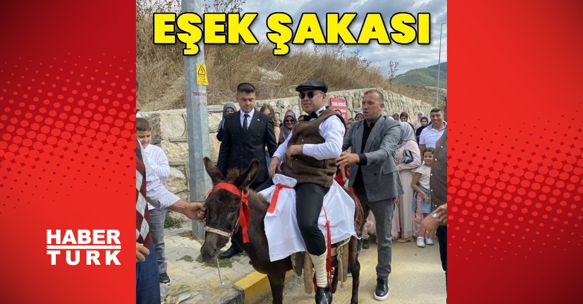 Arkadaşları damadı düğün salonuna eşekle götürdü